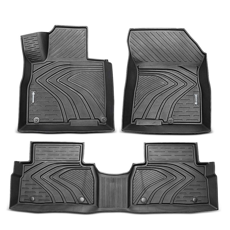 3x Front & Rear Black Floor Mats Liners for Hyundai Santa Fe 2019-2020 5 Seats
