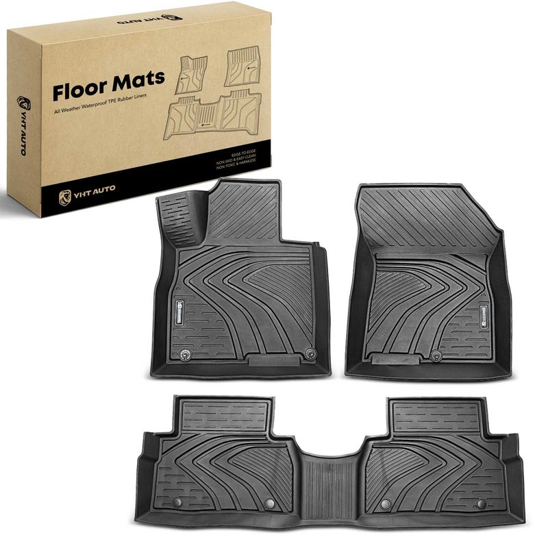 3x Front & Rear Black Floor Mats Liners for Hyundai Santa Fe 2019-2020 5 Seats