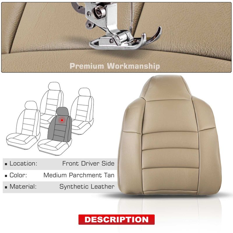 Front Driver Seat Cover for Ford F-250 F-350 2002-2007 Medium Parchment Tan