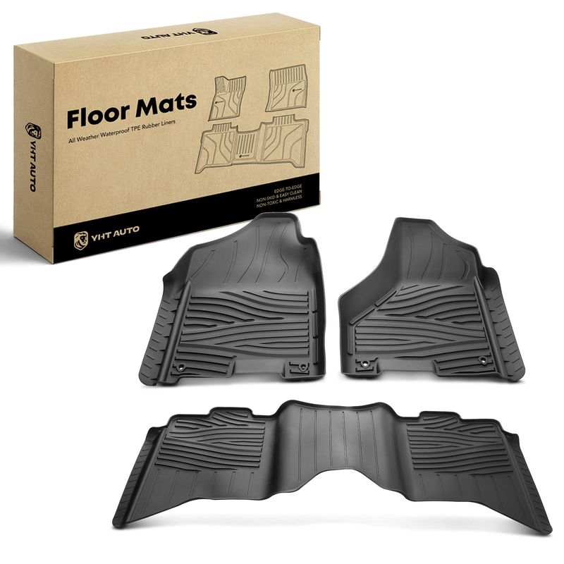 3x Front & Rear Black Floor Mats Liners for Ram 1500 2013-2018 2500 3500 Crew Cab