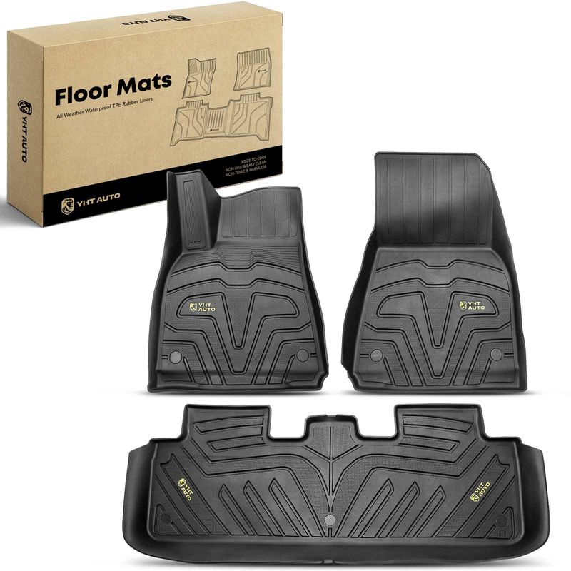 3x Front & Rear Black Floor Mats Liners for Tesla Y 2020-2023 TPE