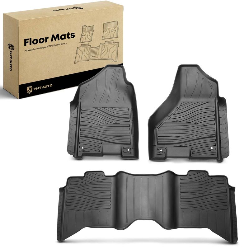 3x Front & Rear Black Floor Mats Liners for Ram 1500 2013-2018 2500 3500 Crew Cab
