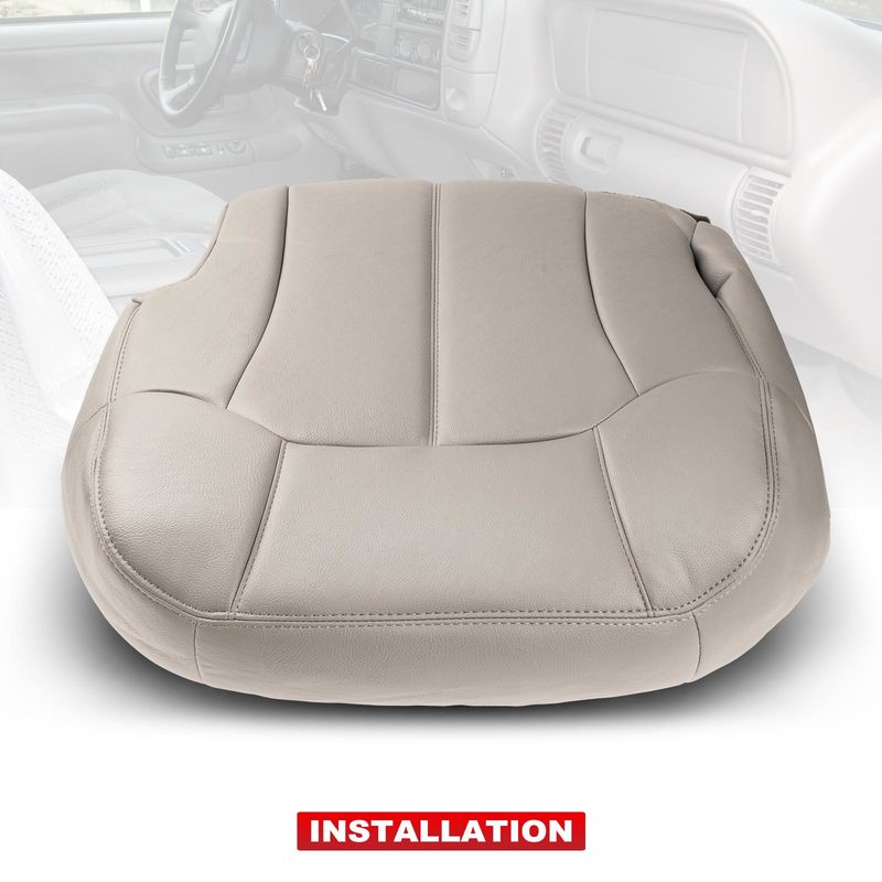 Front Driver Seat Cover for Chevy Silverado 1500 99-02 GMC Sierra Pewter Gray