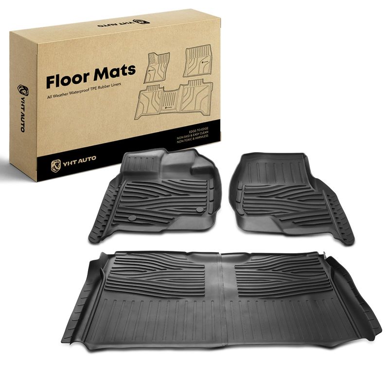 3x Front & Rear Black Floor Mats Liners for Ford F-150 15-23 Super Crew Cab 4dr