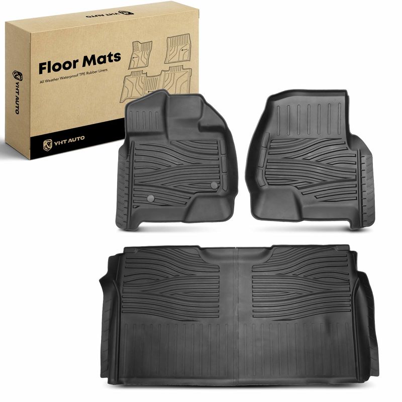 3x Front & Rear Black Floor Mats Liners for Ford F-150 15-23 Super Crew Cab 4dr