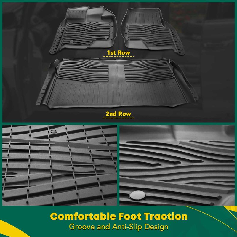 3x Front & Rear Black Floor Mats Liners for Ford F-150 15-23 Super Crew Cab 4dr