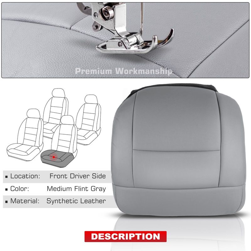 Front Driver Seat Cover for Ford F-150 2004 2005 2006-2008 Medium Flint Gray
