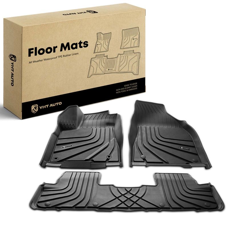 3x Front & Rear Black Floor Mats Liners for Toyota Highlander 2014-2019 5-Seats