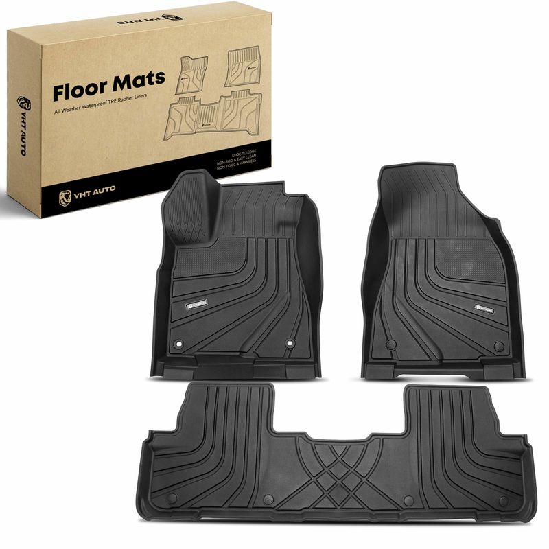 3x Front & Rear Black Floor Mats Liners for Toyota Highlander 2014-2019 5-Seats