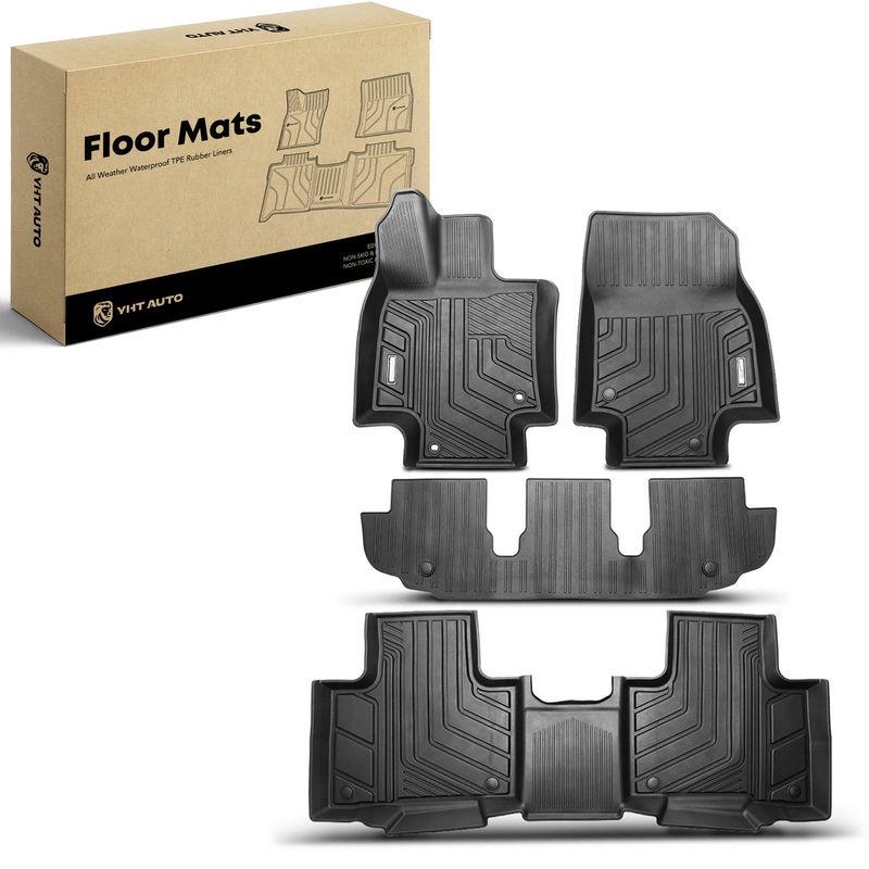 4x Front & Rear Black Floor Mats Liners for Toyota Highlander 20-23 SUV 7-Seats