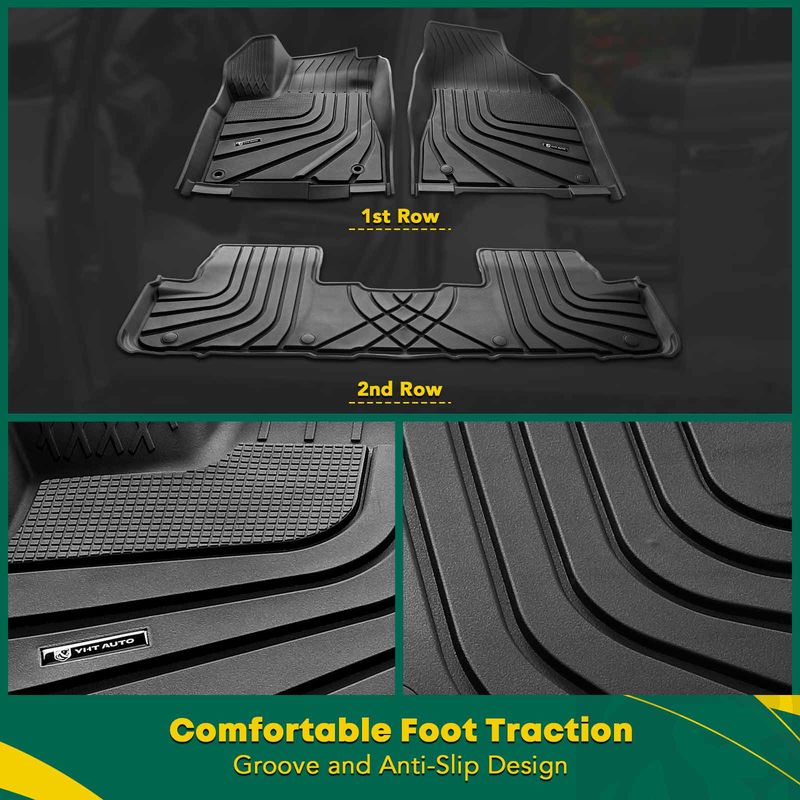 3x Front & Rear Black Floor Mats Liners for Toyota Highlander 2014-2019 5-Seats