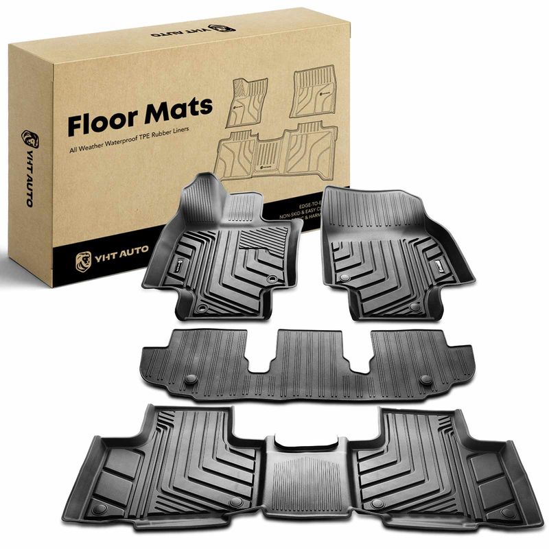 4x Front & Rear Black Floor Mats Liners for Toyota Highlander 20-23 SUV 7-Seats
