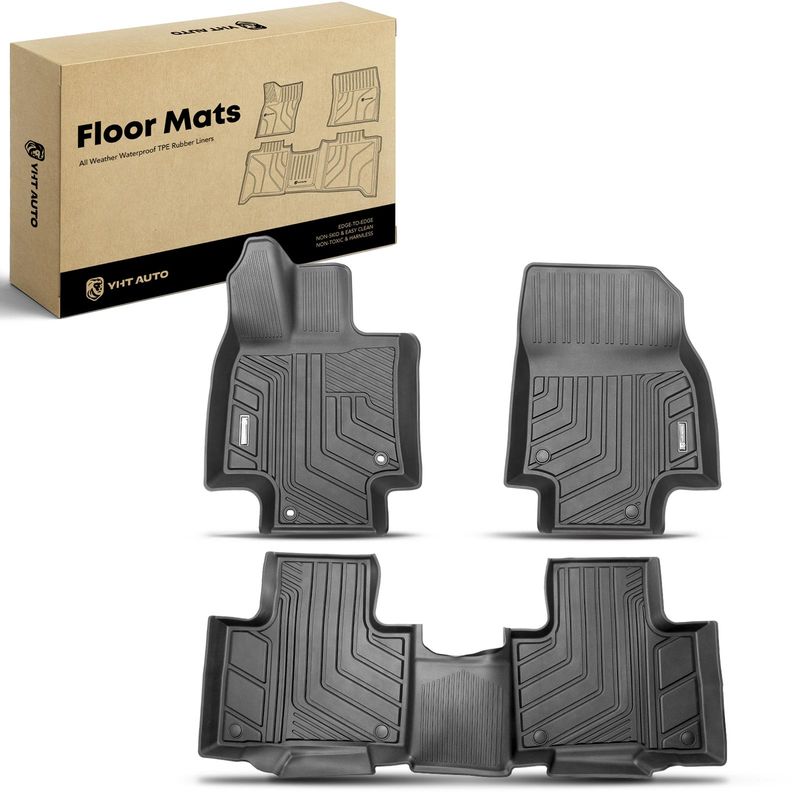 3x Front & Rear Black Floor Mats Liners for Toyota Highlander 20-23 SUV 5-Seats