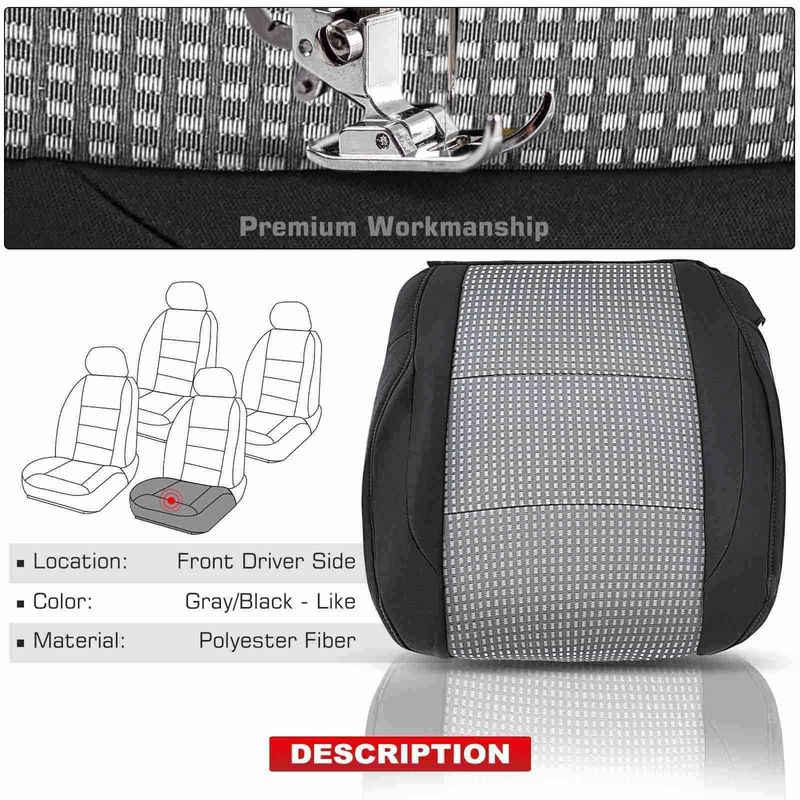 Front Driver Seat Cover for Nissan Titan SE 05-07 Gray/Black-Like