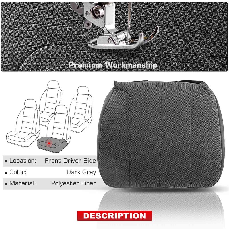 Dark Gray Front Driver Seat Bottom Cover for Dodge Ram 1500 02-05 2500 03-05 SLT