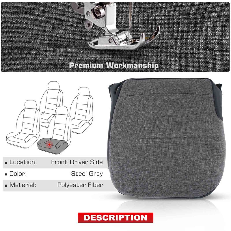 Dark Gray Front Driver Seat Bottom Cover for Isuzu NPR NPR-HD NQR NRR GMC W4500