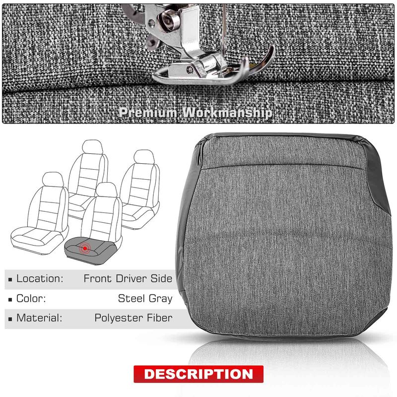 Steel Gray Front Driver Seat Bottom Cover for Isuzu NPR 1995-2006 GMC W4500