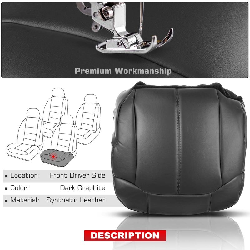 Front Driver Seat Cover for Chevy Silverado 1500 99-02 GMC Sierra Dark Graphite