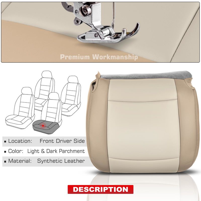 Front Driver Seat Cover for Ford Explorer 2006-2008 Light & Dark Parchment Tan