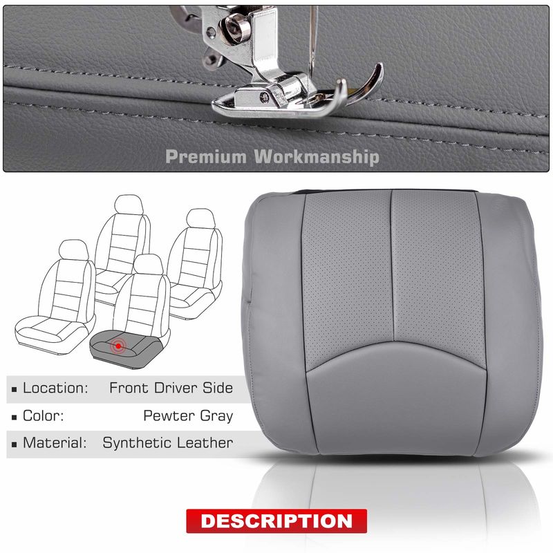 Front Driver Seat Cover for Cadillac Escalade ESV EXT 2003-2006 Pewter Gray