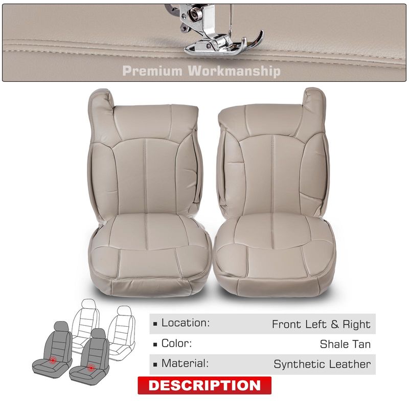 2x Front Seat Cover for Chevrolet Suburban 1500 Tahoe 99-02 Shale Tan