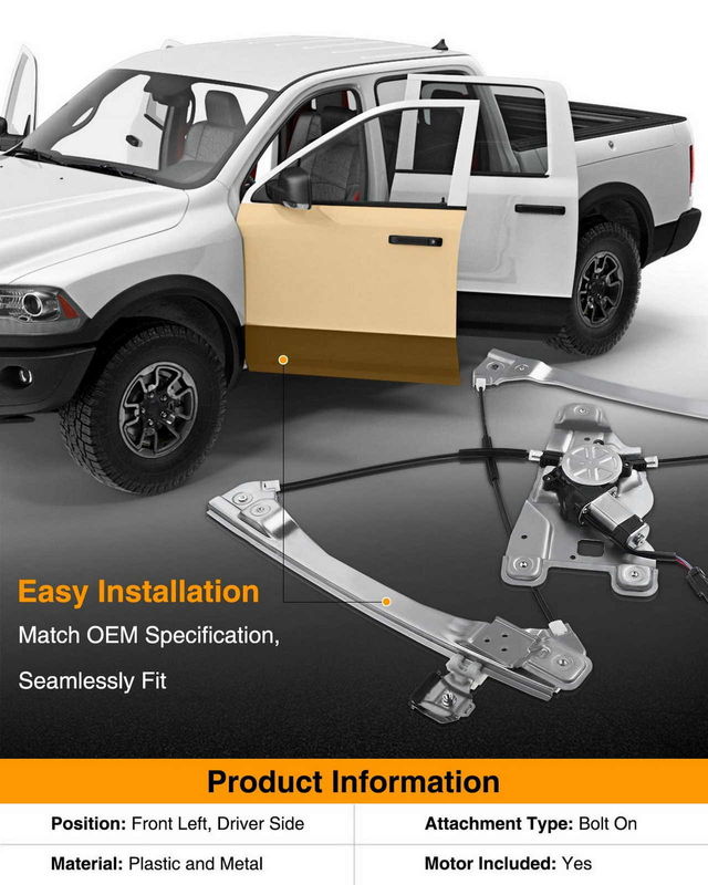 Front Driver Power Window Motor & Regulator Assembly for Chevrolet Equinox 2012-2017