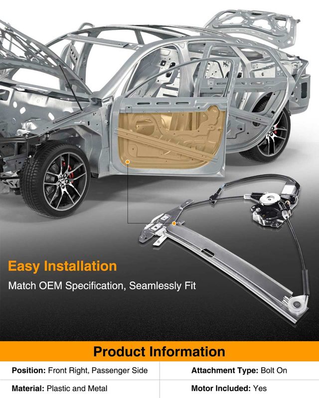 Front Passenger Power Window Motor & Regulator Assembly for Chevy Impala Limited 06-16