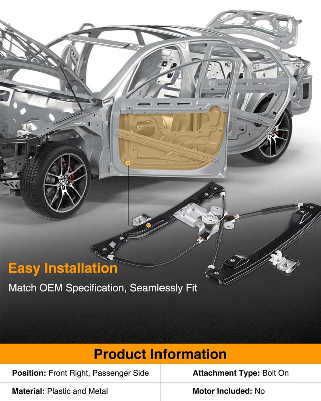 Front Passenger Power Window Regulator without Motor for Chevy Cruze 2011-2012