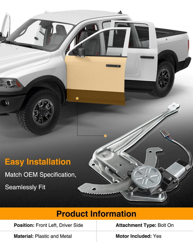 Front Driver Power Window Motor & Regulator Assembly for Ford Ranger 1993-2011