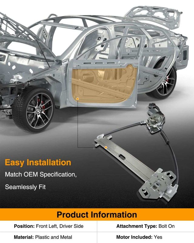 Front Driver Power Window Motor & Regulator Assembly for Honda Accord 2003-2007 Sedan