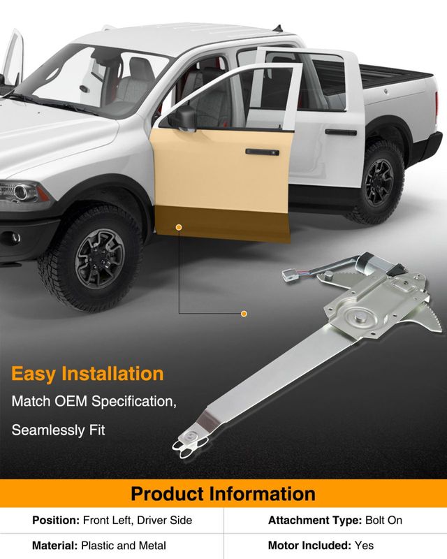 Front Driver Power Window Motor & Regulator Assembly for Ford F-150 F250 Pickup Truck