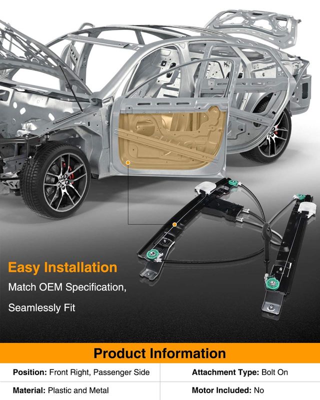 Front Passenger Power Window Regulator without Motor for Jaguar XJ 2010-2019 XJR