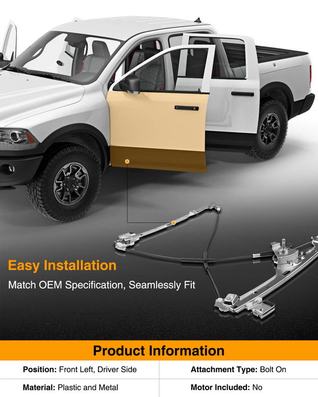 Front Driver Window Regulator without Motor for Chevy Silverado GMC Cadillac