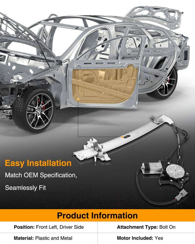 Front Driver Power Window Motor & Regulator Assembly for Kia Spectra 2000-2004 Sephia