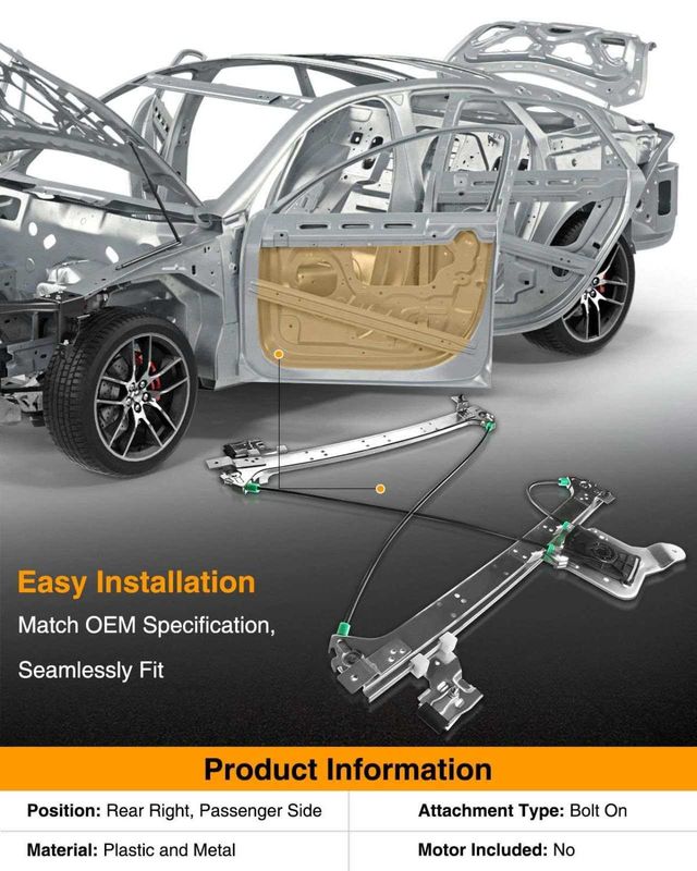 Rear Passenger Power Window Regulator without Motor for Cadillac Chevrolet GMC