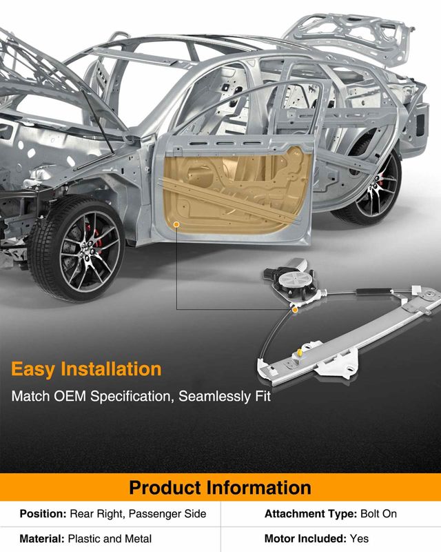 Rear Passenger Power Window Motor & Regulator Assembly for Subaru Impreza 2008-2014 WRX
