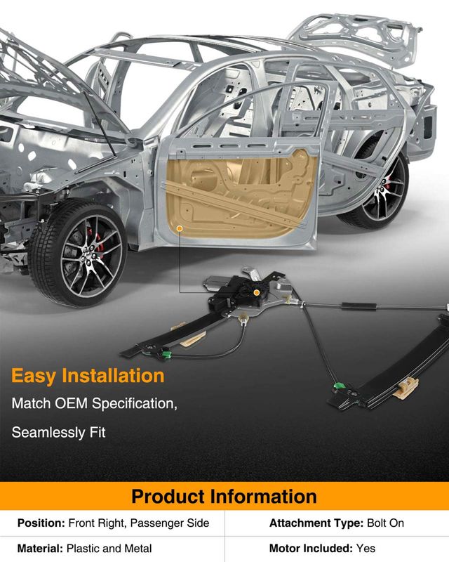 Front Passenger Power Window Motor & Regulator Assembly for Cadillac XTS 2013-2019