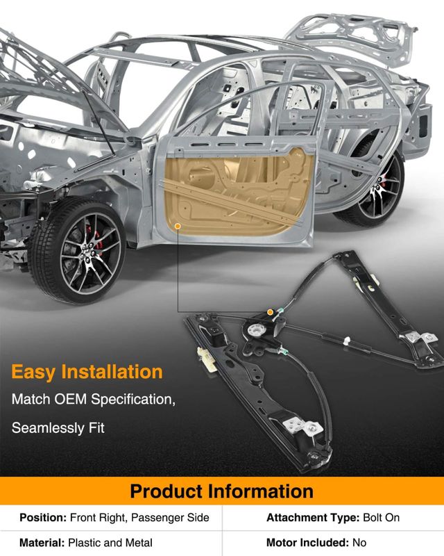 Front Passenger Power Window Regulator without Motor for Ford Focus 2012-2019