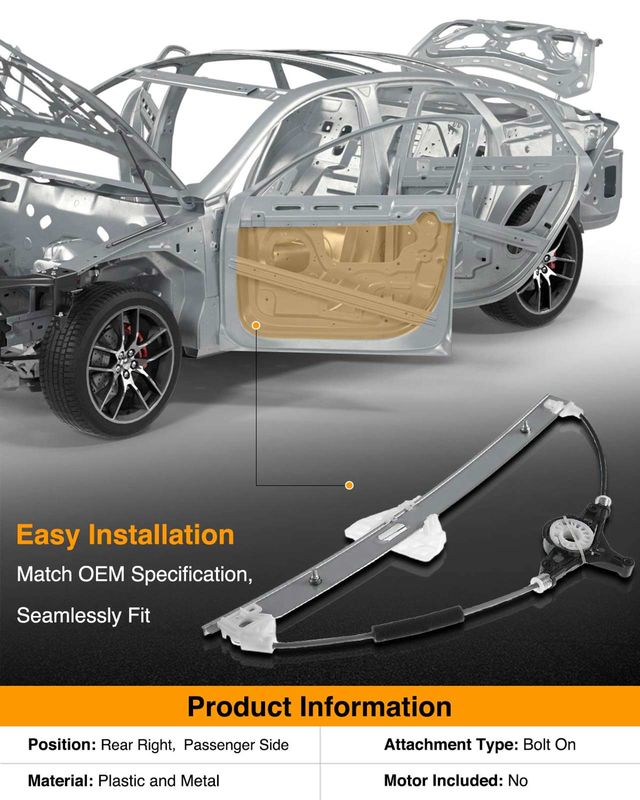 Rear Passenger Power Window Regulator without Motor for Mazda 2 2011-2014