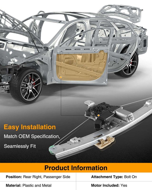 Rear Passenger Power Window Motor & Regulator Assembly for Cadillac XTS 2013-2019