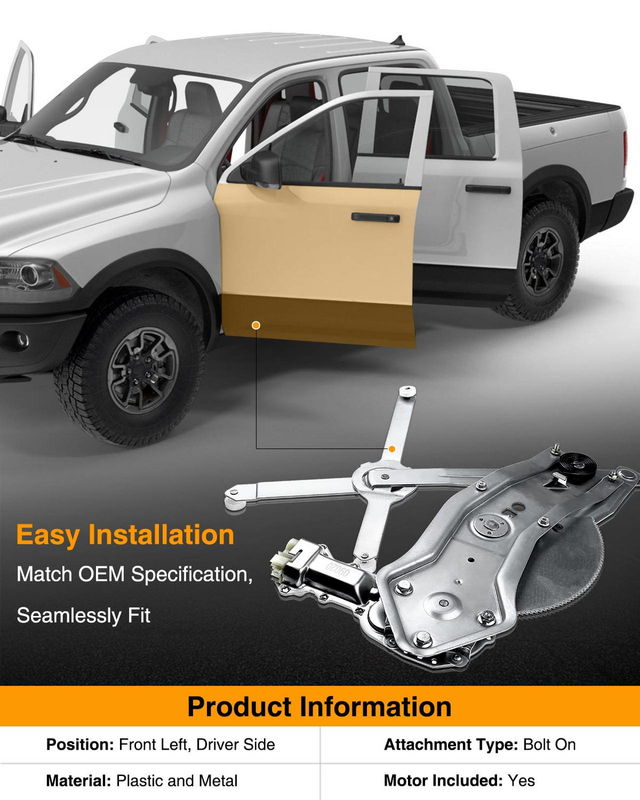 Front Driver Power Window Motor & Regulator Assembly for Chevy GMC Pickup Truck