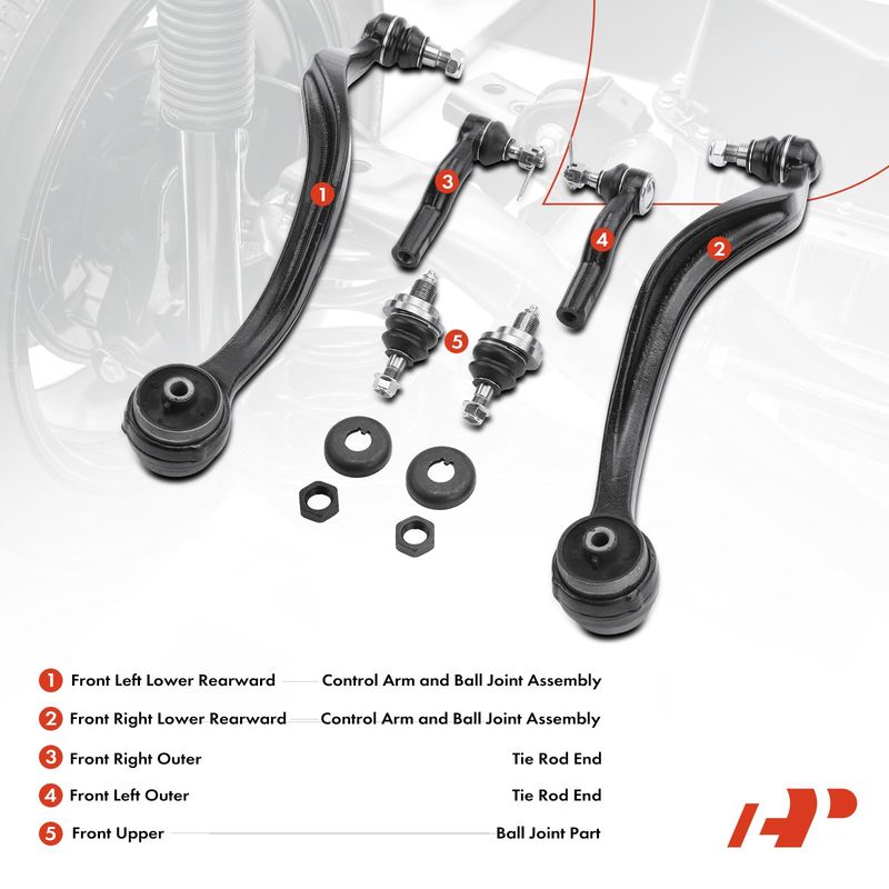6x Control Arm & Ball Joint Tie Rod End for Ford Fusion 06-09 Lincoln MKZ
