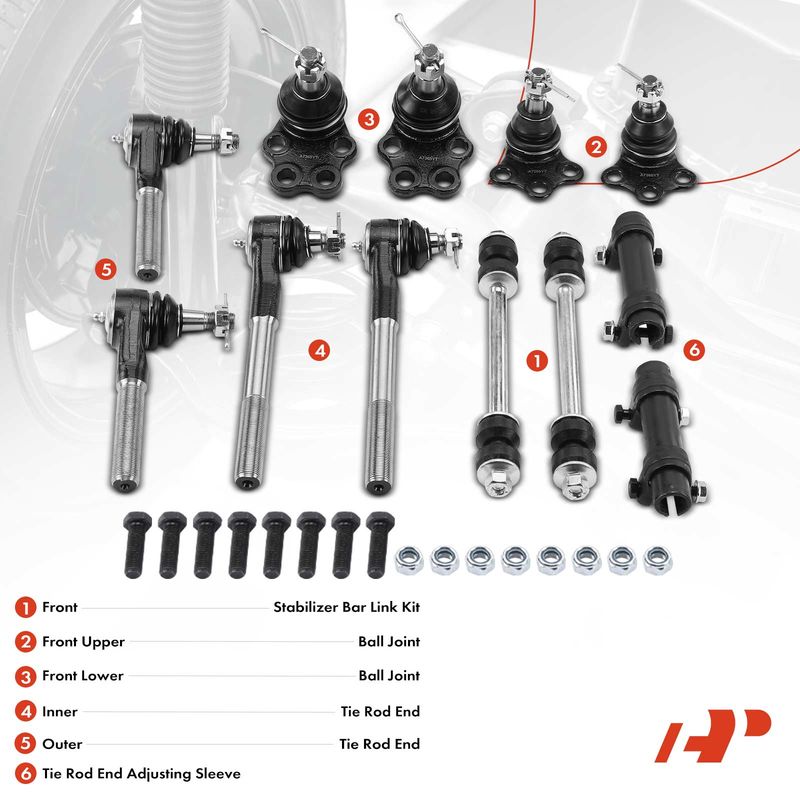 12x Stabilizer Bar Link & Tie Rod End & Ball Joint for Dodge Ram 1500 2000-2001