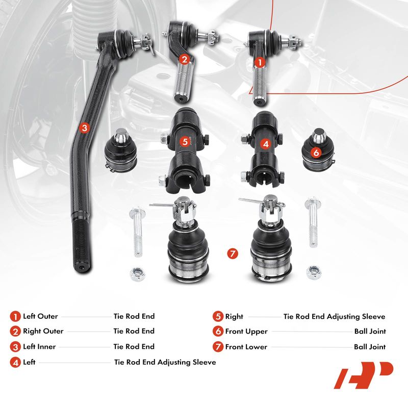 9x Outer Tie Rod End with Ball Joint for Ford E-250 2003-2006 E-450 Super Duty