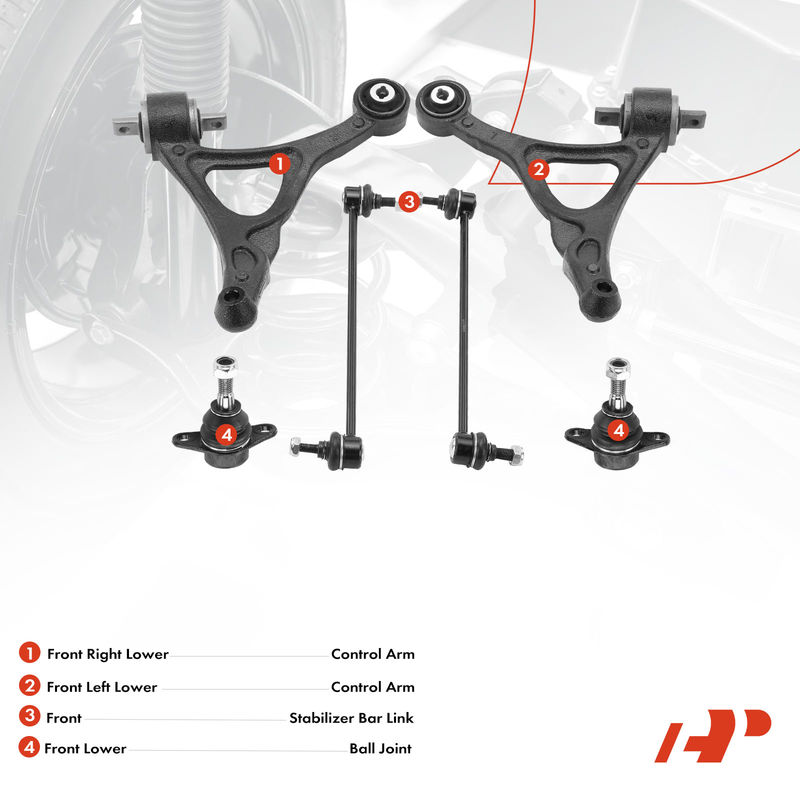 6x Control Arm & Ball Joint & Stabilizer Bar Link for Volvo XC90 2003-2014