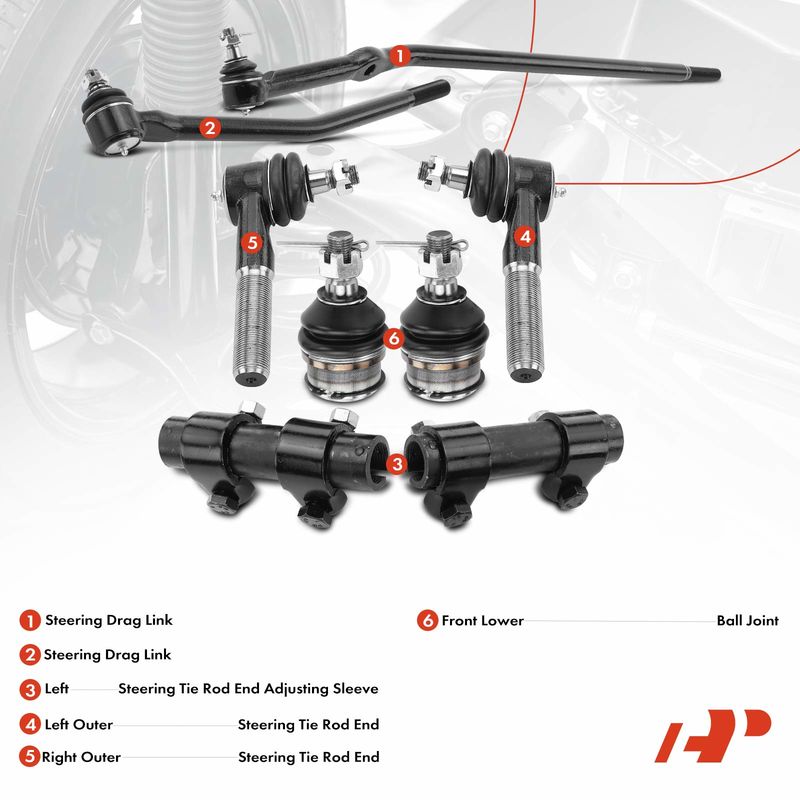 8x Tie Rod End Drag Link Ball Joint for Ford E-150 Econoline Club Wagon