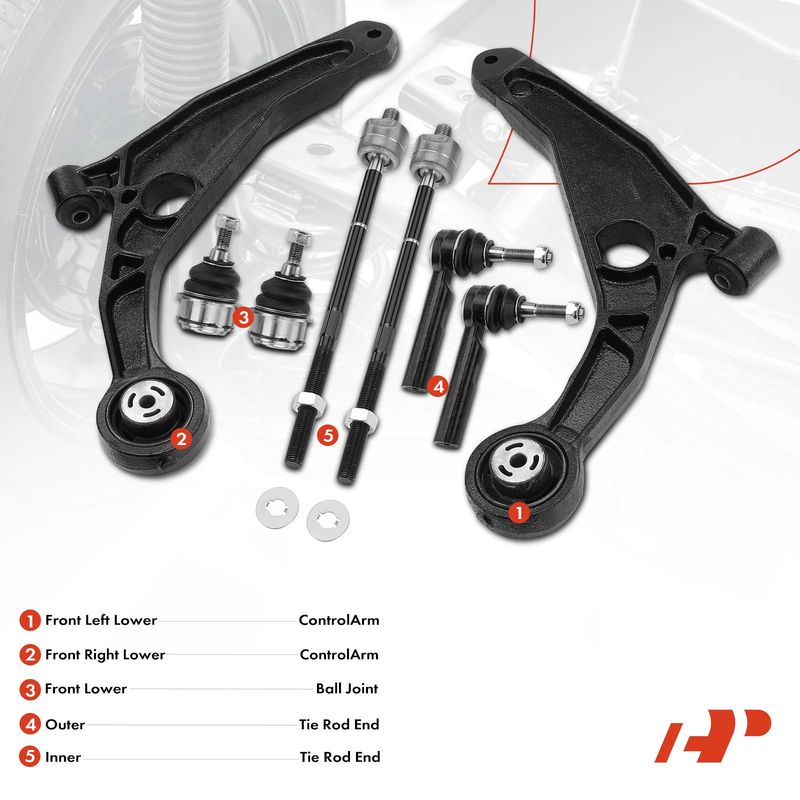 8x Control Arm & Tie Rod End for Dodge Avenger 08-11 Chrysler Sebring 07-09