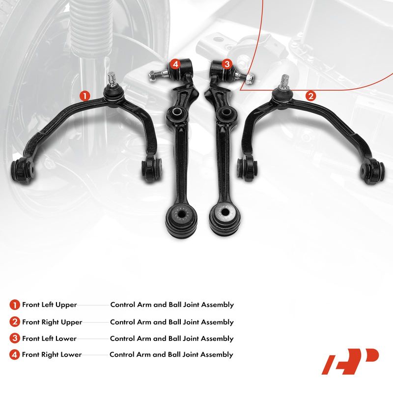 4x Control Arm with Ball Joint for Ford Thunderbird Mercury Cougar 1989-1997