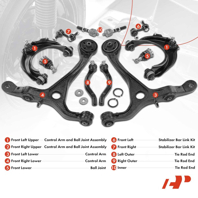 12x Control Arm Ball Joint Sway Bar Tie Rod for Honda Accord 2003-2007 3.0L