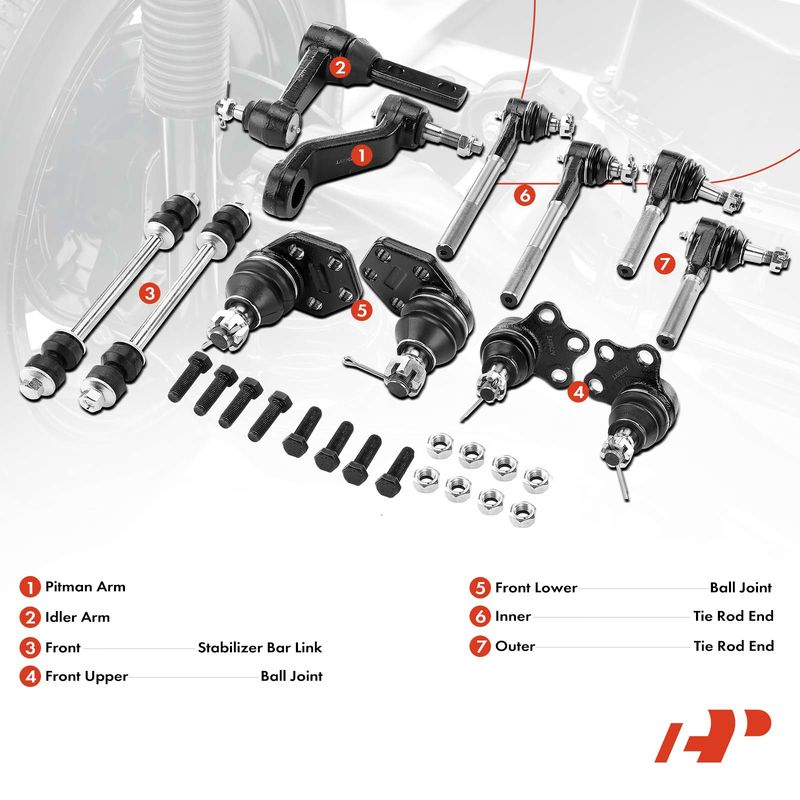 12x Pitman Idler Arm & Sway Bar Link & Tie Rod End for Dodge Ram 2500 Ram 3500